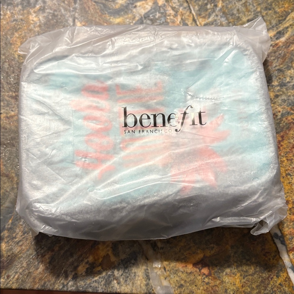 New!! Benefit San Francisco Cosmetic Pouch - Blue and Pink
